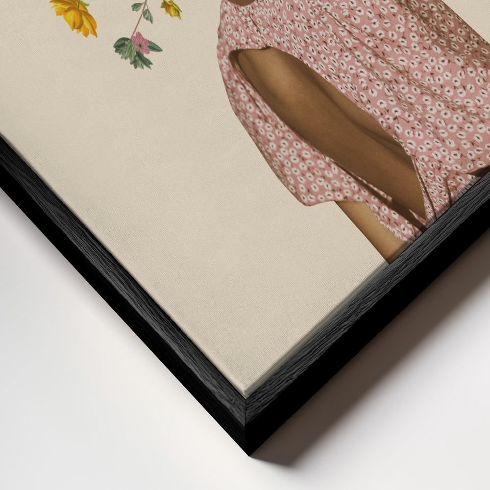 Canvas schilderi - Wildflower bouquet frame close-up - zwart frame