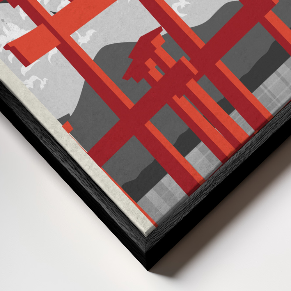 Toile - Tokyo Sun cadre en gros plan - cadre noir