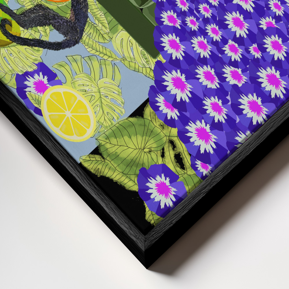 Canvas print - Frida in the Garden frame close up - black frame