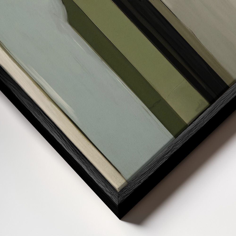 Canvas schilderi - Big Green Bottles frame close-up - zwart frame
