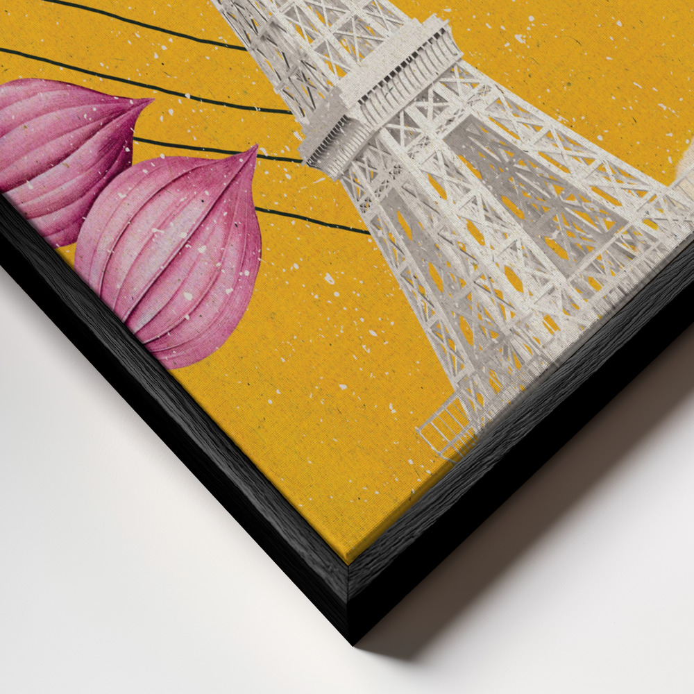 Canvas print - Spring in Paris frame close up - black frame
