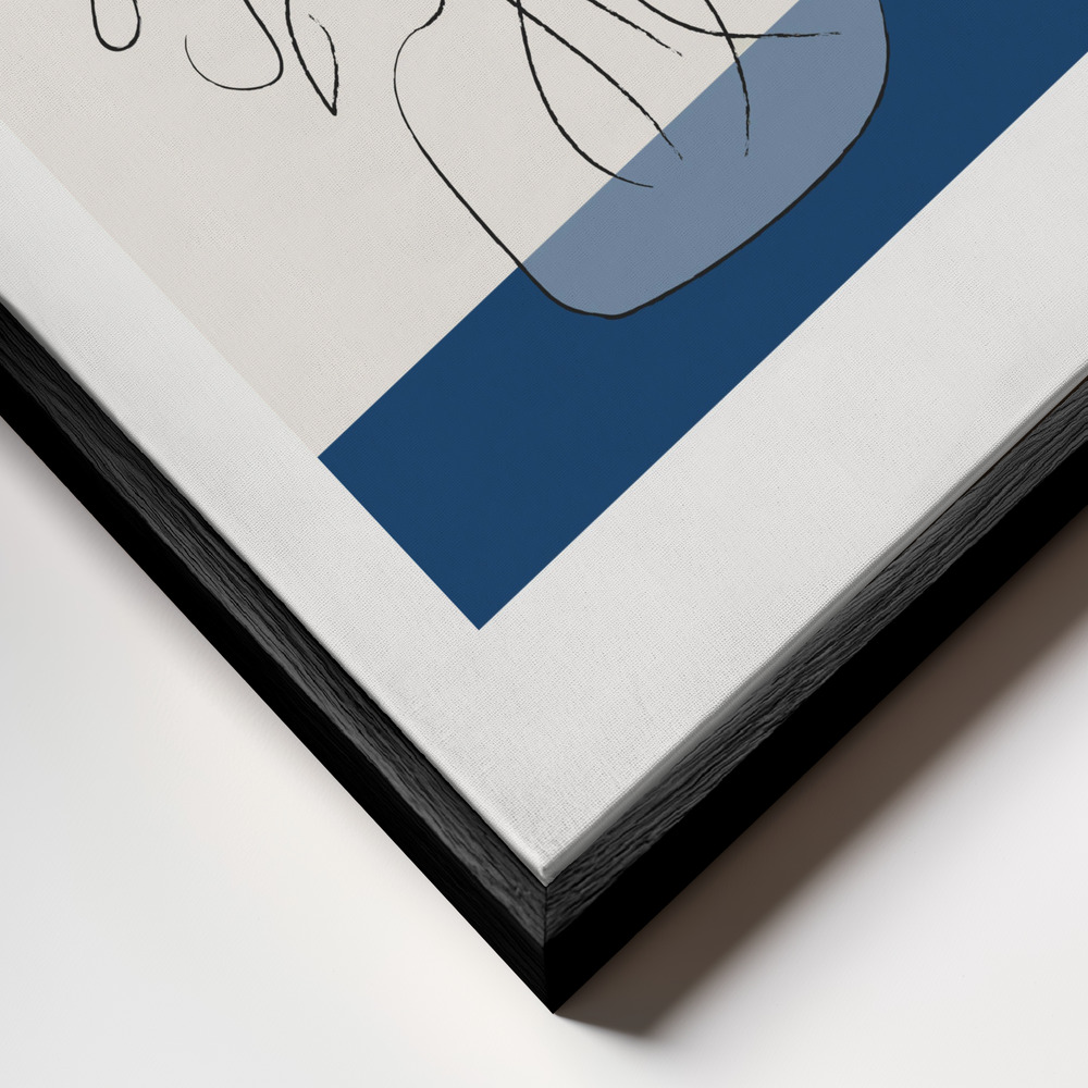 Toile - Tres Chic Bleu cadre en gros plan - cadre noir