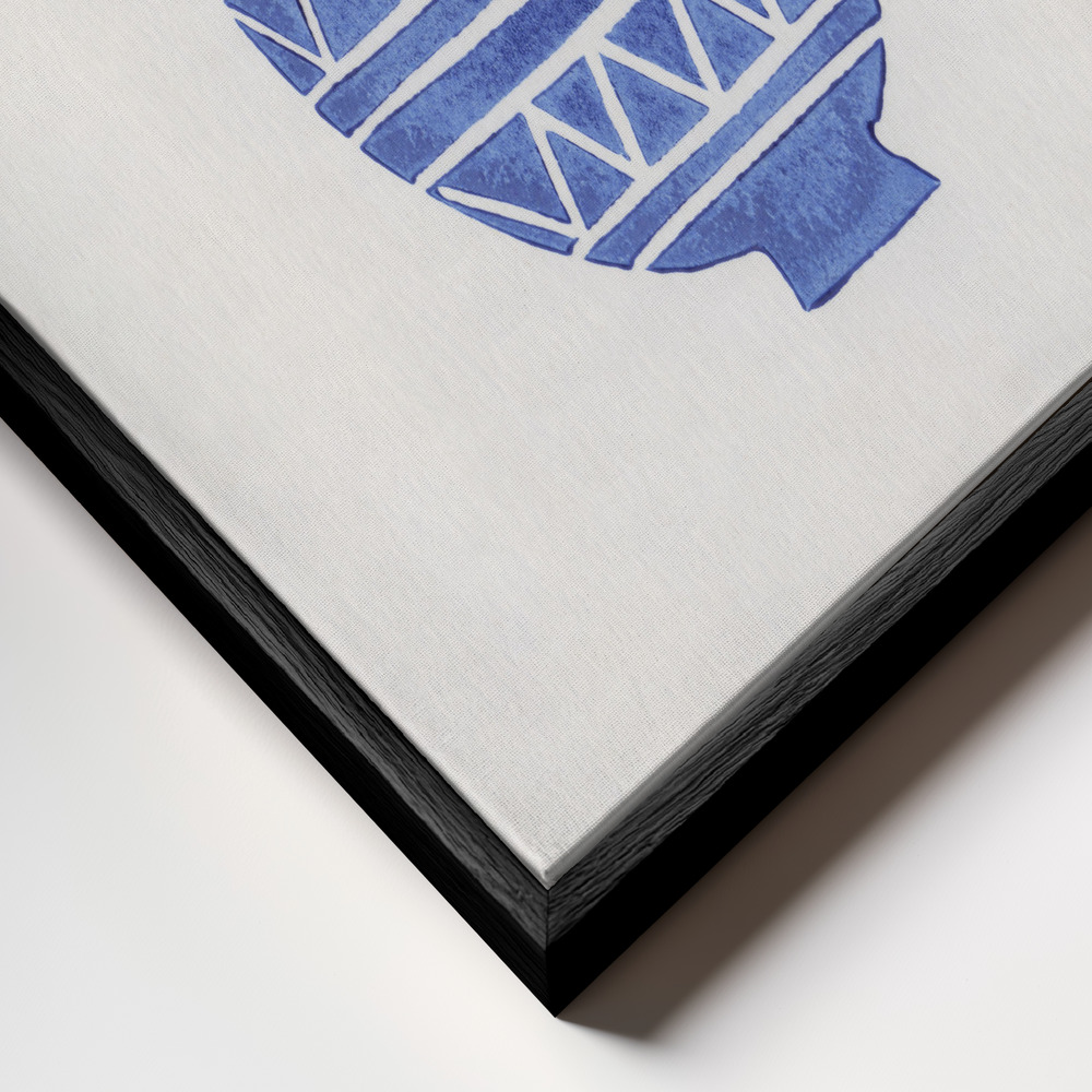 Canvas schilderi - Linocut Vase #8 frame close-up - zwart frame
