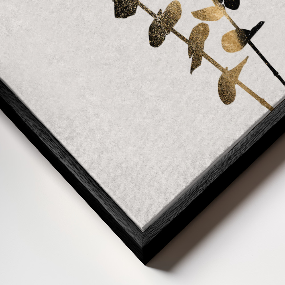 Canvas schilderi - Eucalyptus Dark Gold frame close-up - zwart frame