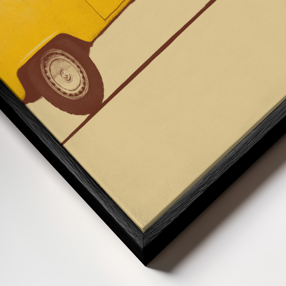 Toile - Yellow Van cadre en gros plan - cadre noir