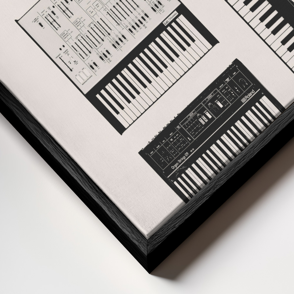 Canvas schilderi - Synthetisers frame close-up - zwart frame