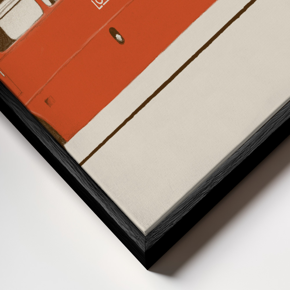Canvas taulu - Red English Bus kehys lähikuvassa - musta kehys