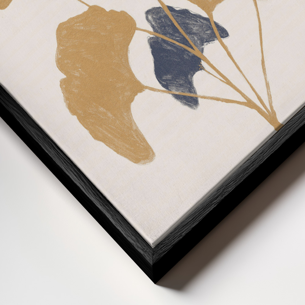 Canvas schilderi - Golden Ginko frame close-up - zwart frame