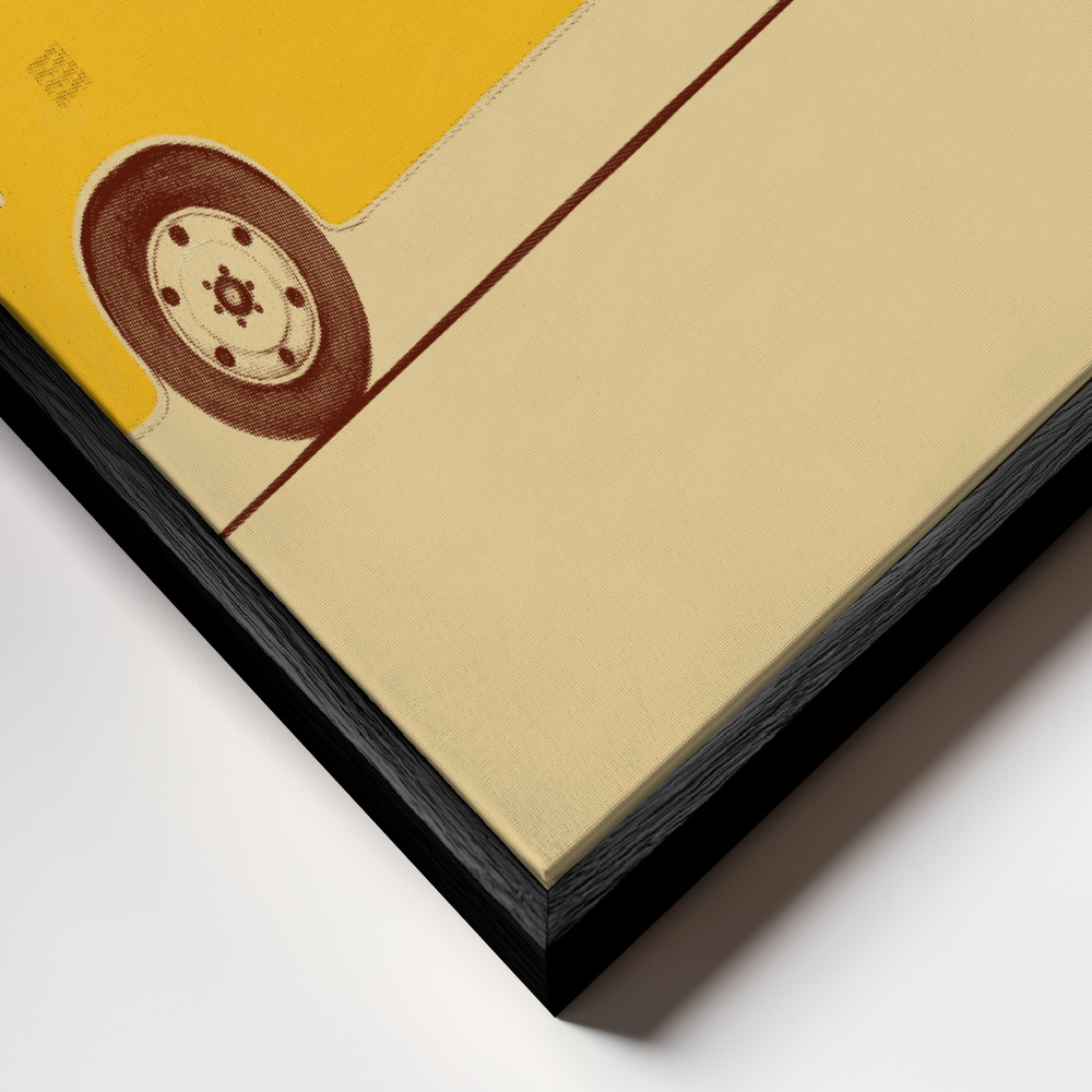 Toile - Yellow Van cadre en gros plan - cadre noir