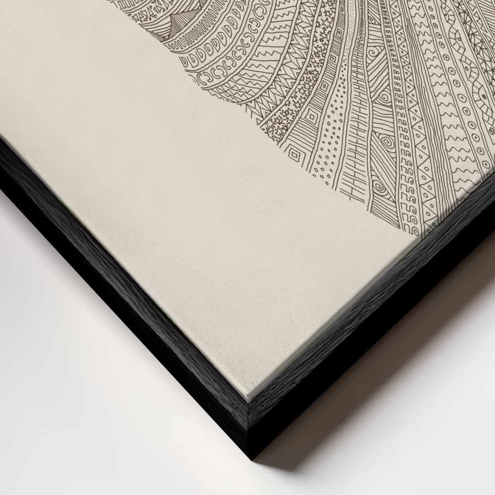 Toile - Stag Beige cadre en gros plan - cadre noir