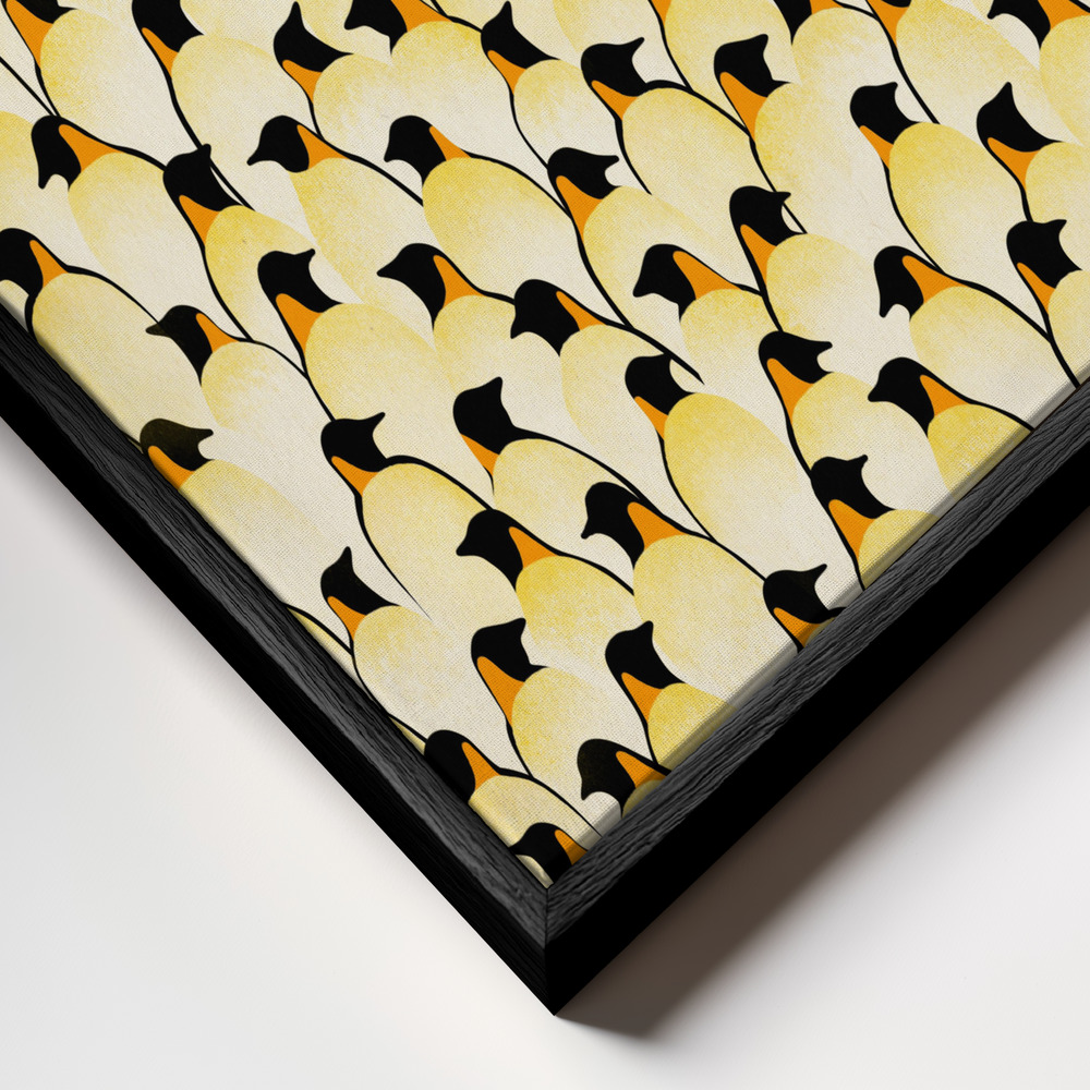 Toile - Penguins cadre en gros plan - cadre noir