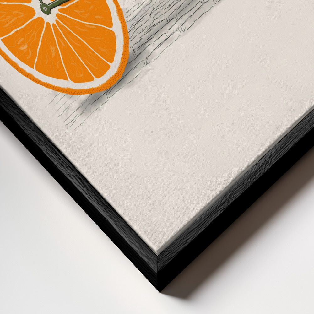 Canvas schilderi - Orange Wheels frame close-up - zwart frame
