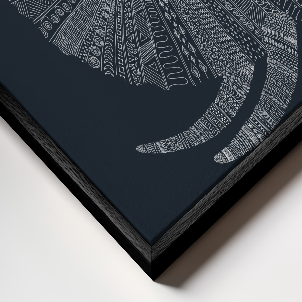 Toile - Elephant Nº4 cadre en gros plan - cadre noir