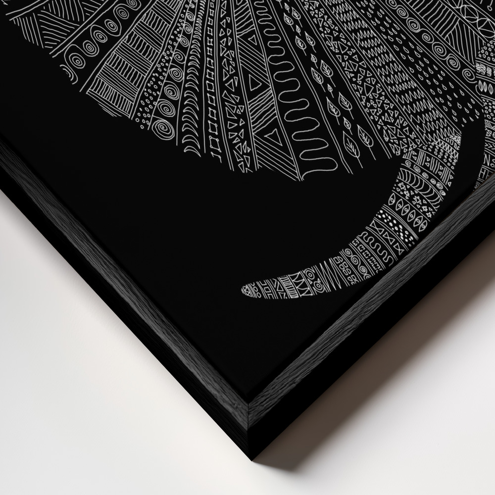 Toile - Elephant Nº2 cadre en gros plan - cadre noir
