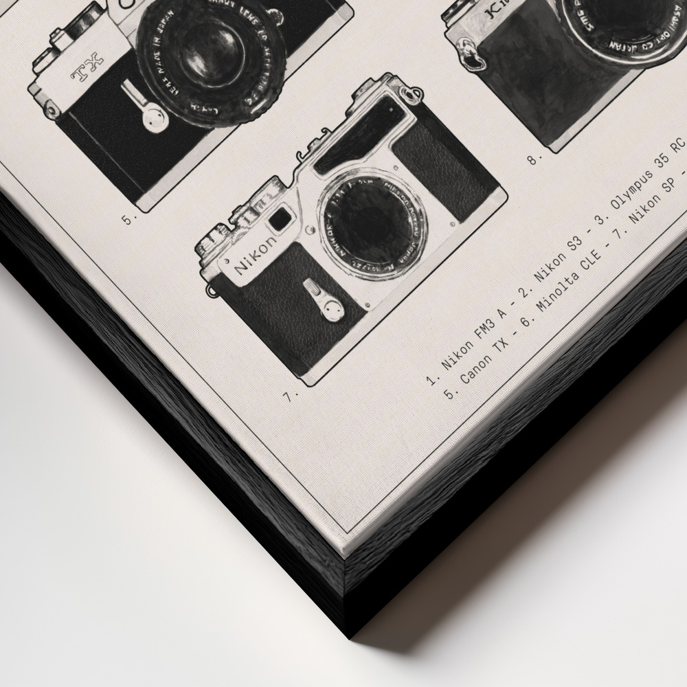 Toile - Appareils Photographiques cadre en gros plan - cadre noir