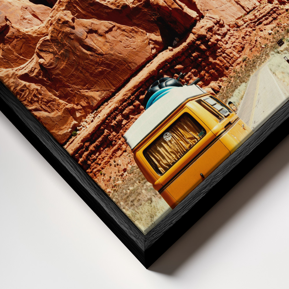 Canvas schilderi - The Real Road Trip frame close-up - zwart frame