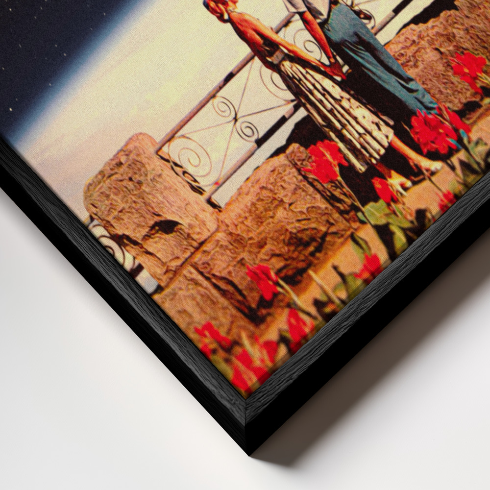 Canvas schilderi - Lovers In Space frame close-up - zwart frame