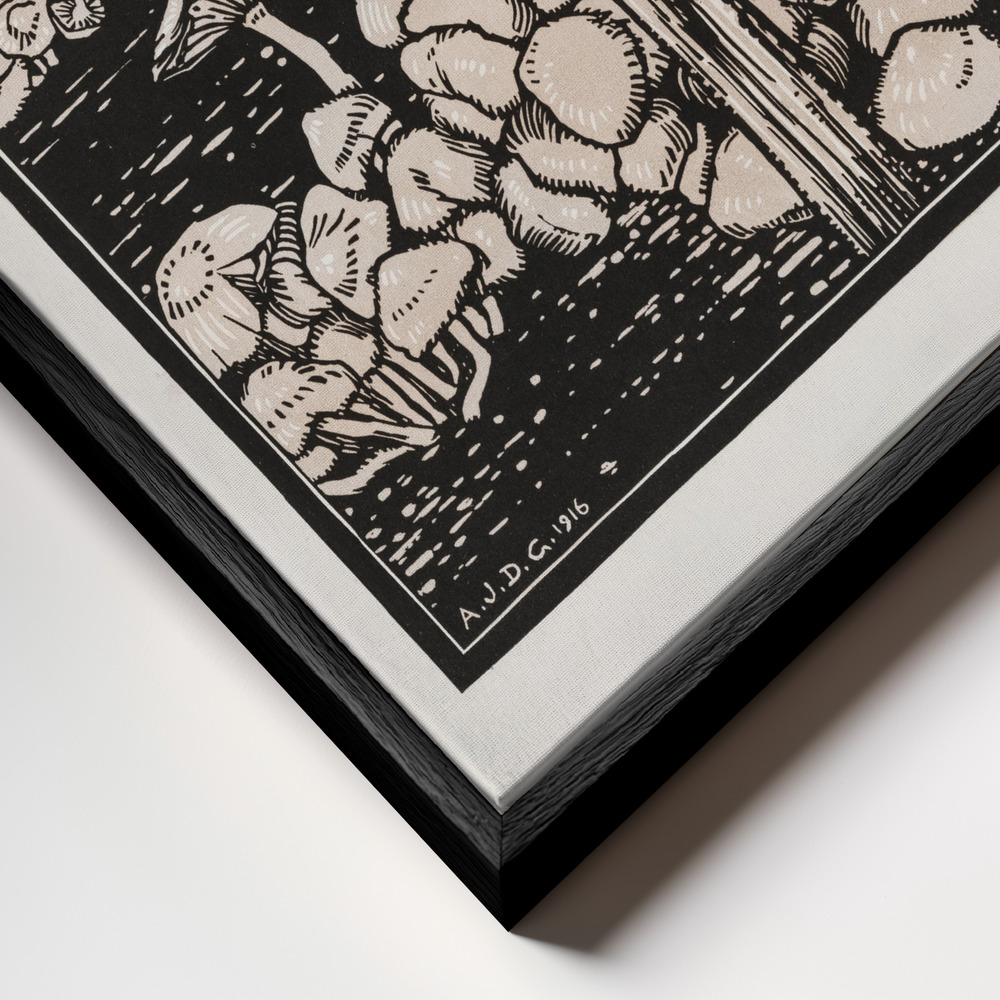 Canvas taulu - Dripping Mushroom 1916 kehys lähikuvassa - musta kehys