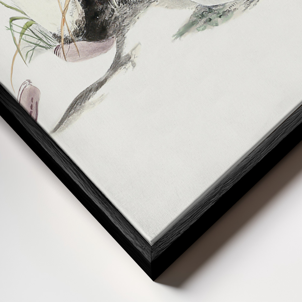 Canvas print - Hand Drawn Field Mushroom frame close up - black frame