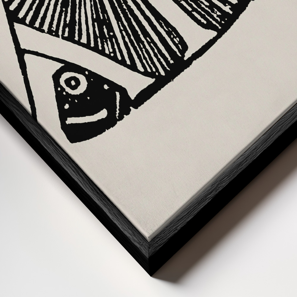 Canvas print - Three Mushrooms 1892 Beige frame close up - black frame