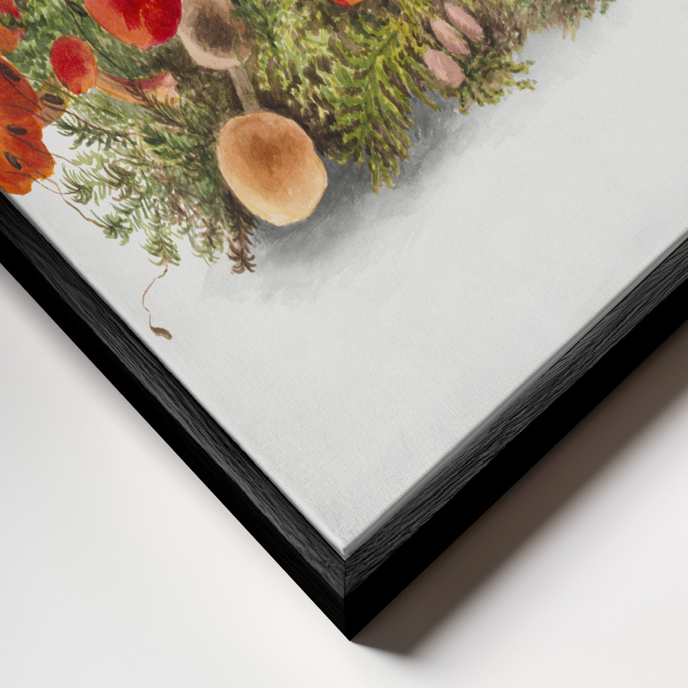 Canvas print - Study of Mushrooms (1880) Horizontal frame close up - black frame