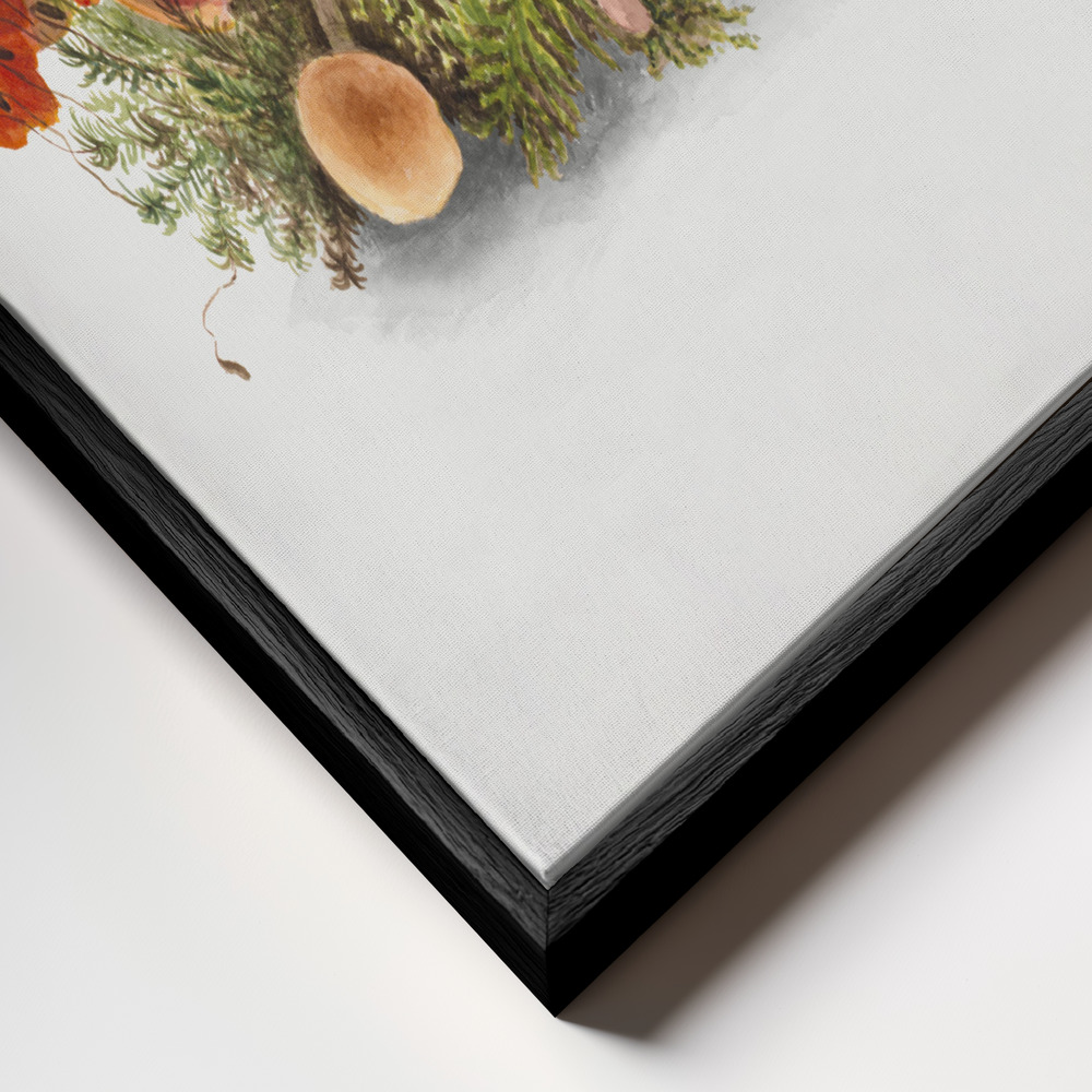 Canvas print - Study of Mushrooms (1880) Portrait Mode frame close up - black frame