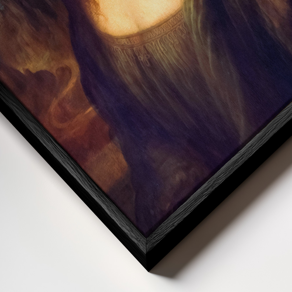 Canvas schilderi - Mona Lisa Bubble Gum frame close-up - zwart frame