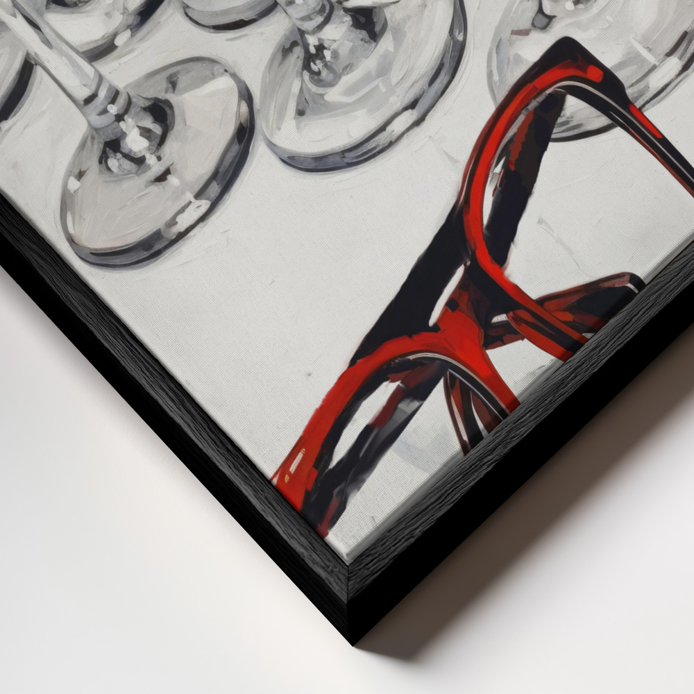 Toile - Still Life With Red Glasses cadre en gros plan - cadre noir