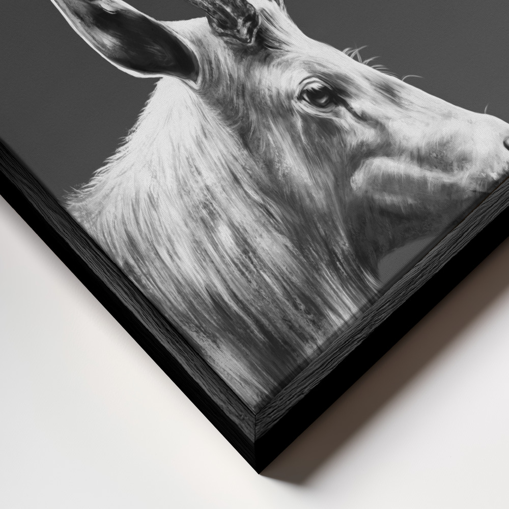Toile - Reindeer cadre en gros plan - cadre noir