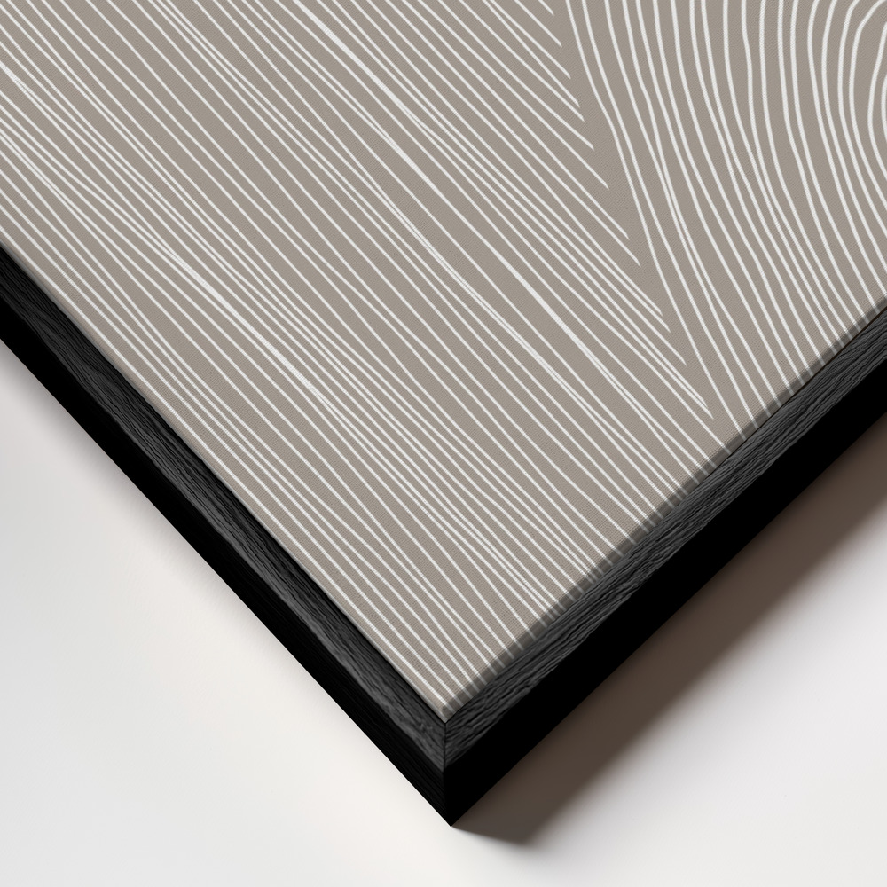Canvas schilderi - Abstract Organic Lines frame close-up - zwart frame