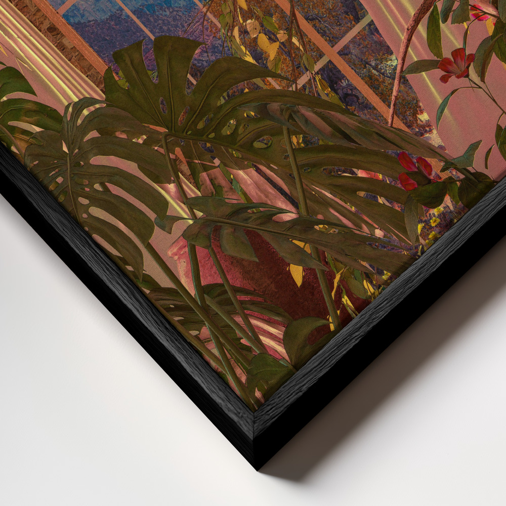 Canvas print - Window to the Enchanted Garden frame close up - black frame