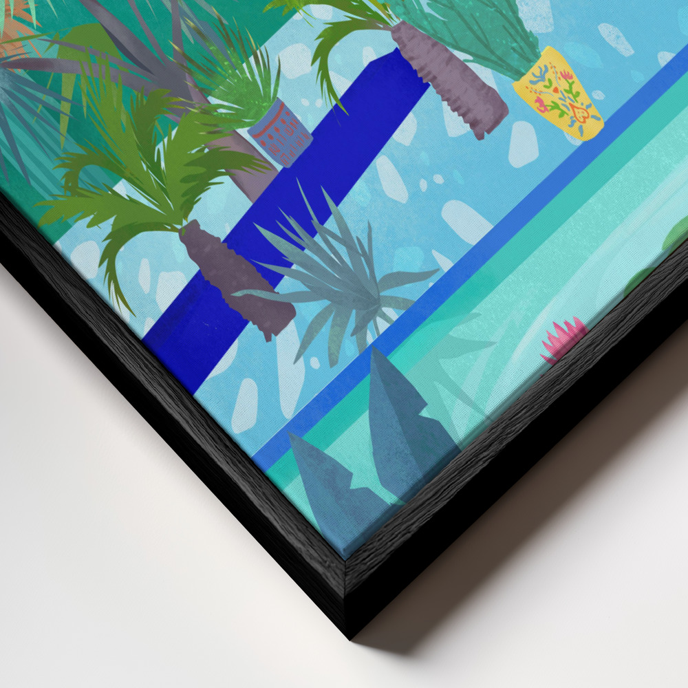 Canvas schilderi - Moroccan Garden frame close-up - zwart frame