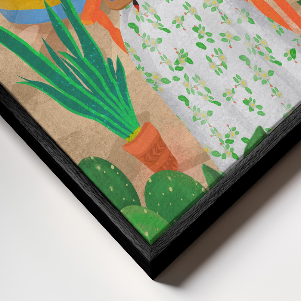 Canvas schilderi - Frida frame close-up - zwart frame