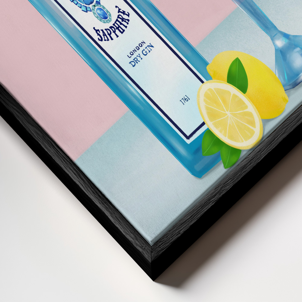 Toile - Gin Cocktail cadre en gros plan - cadre noir