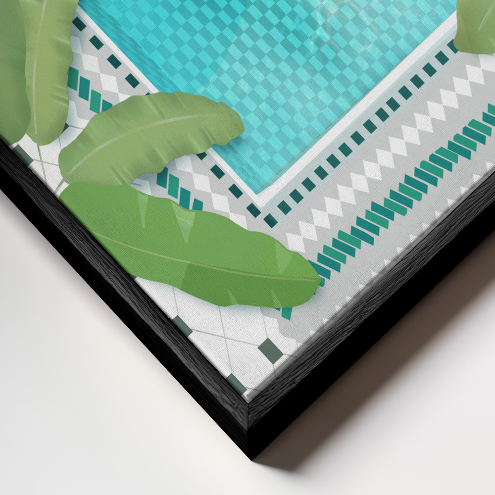 Toile - Riad Pool cadre en gros plan - cadre noir