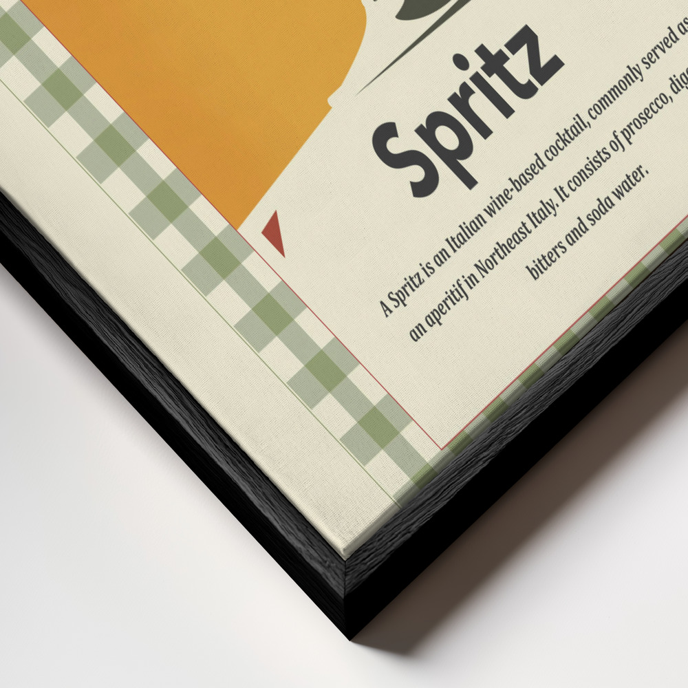 Obraz na płótnie - Spritz retro print zbliżenie ramki - czarna ramka