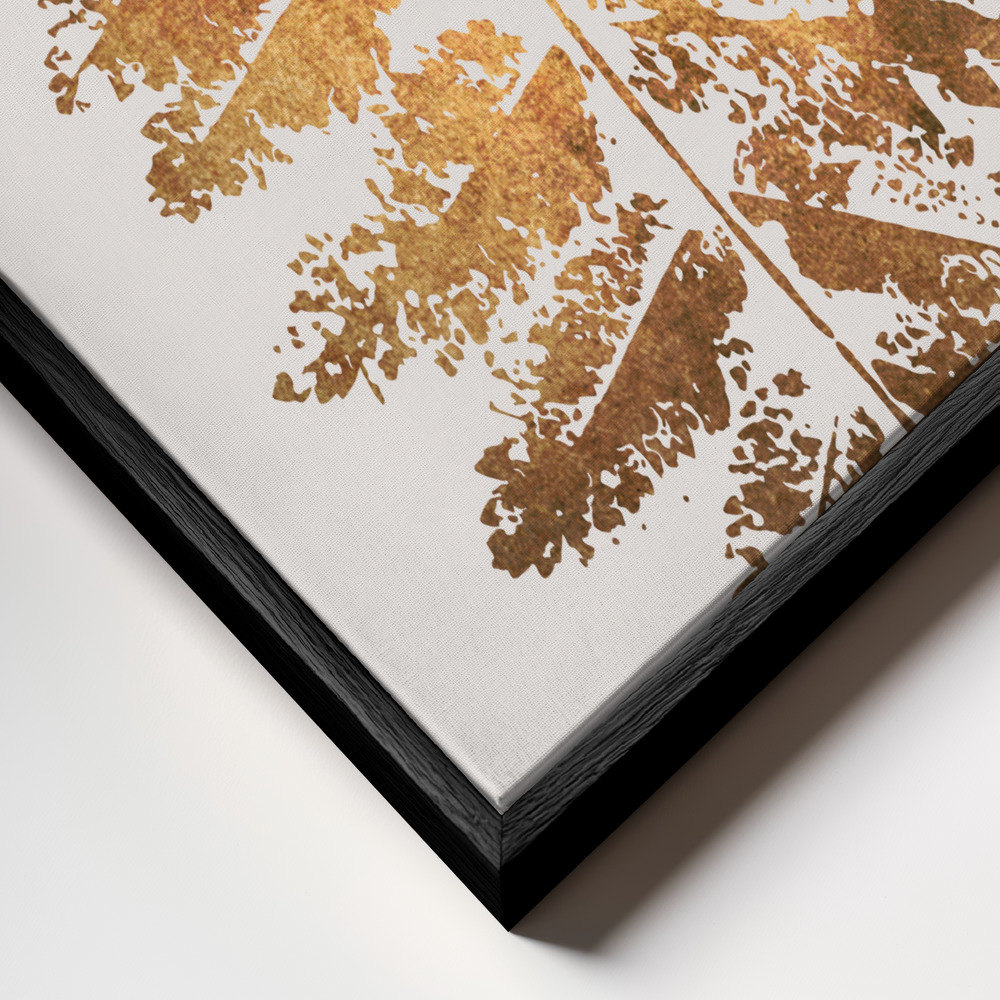 Canvas taulu - Oak Leaf Print   Gold kehys lähikuvassa - musta kehys