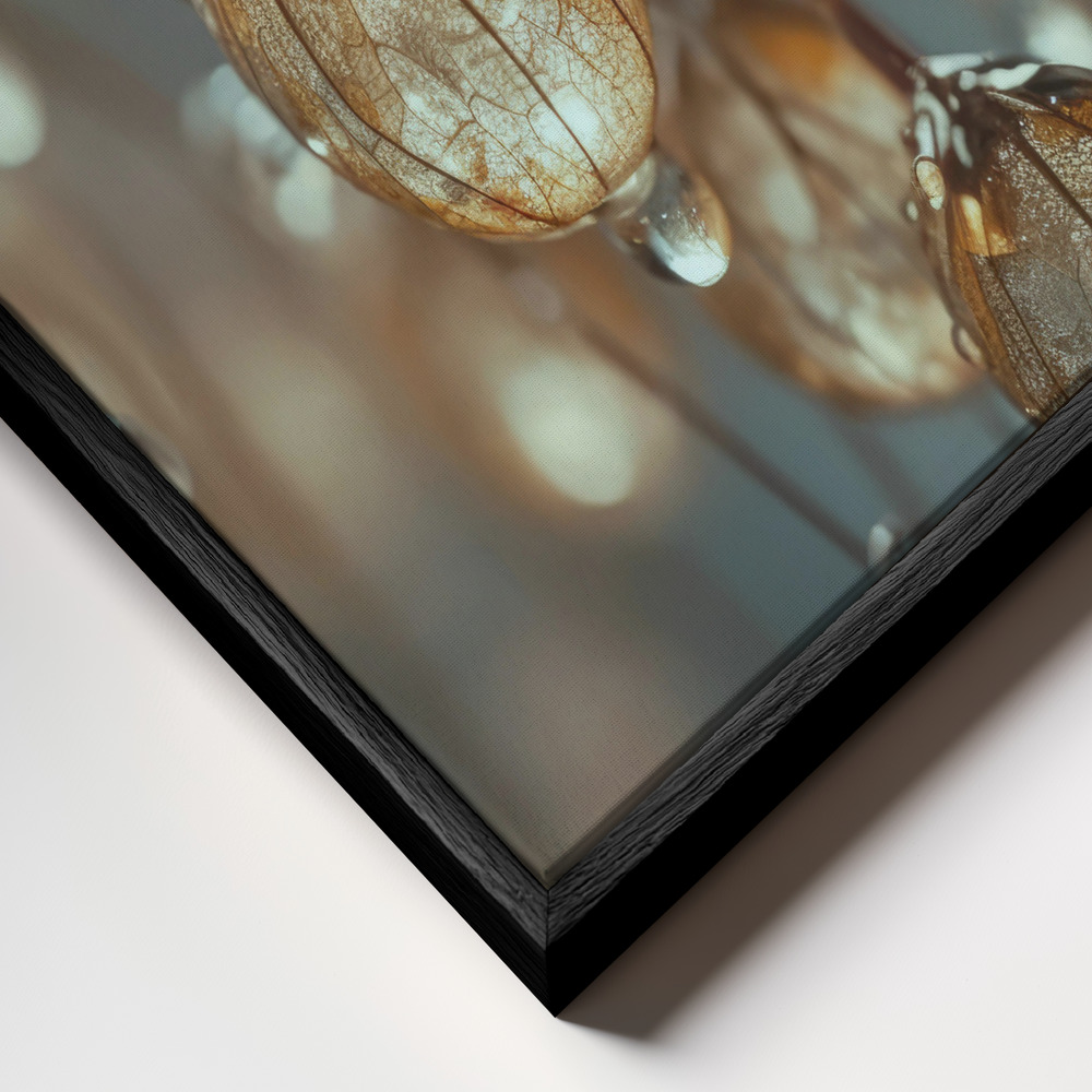 Canvas print - Tiny Glass Berries No 2 frame close up - black frame