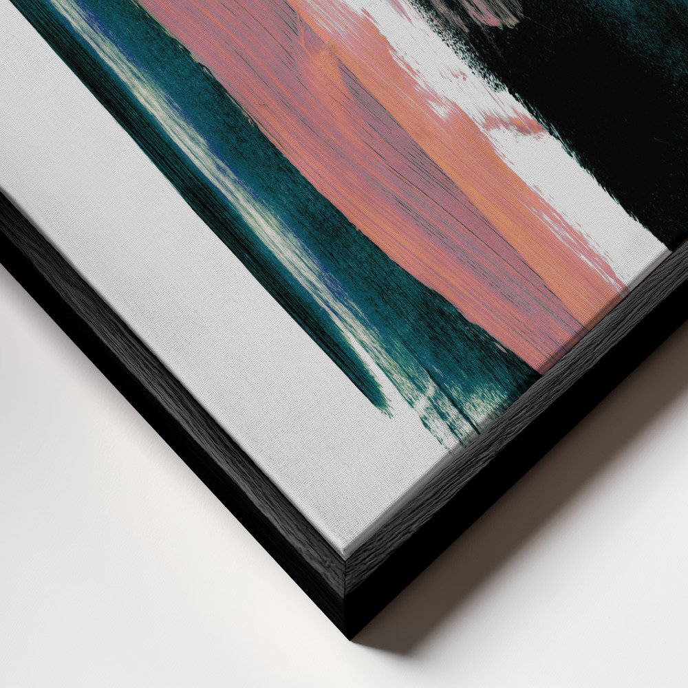 Lienzo - Abstract Brush Strokes 3x A1 primer plano del marco - marco negro