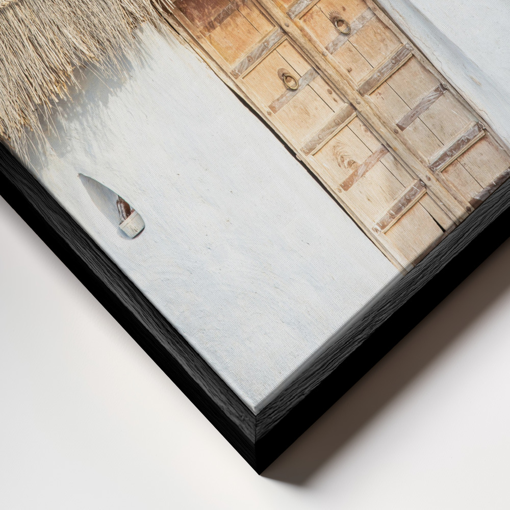 Toile - Desert Hut cadre en gros plan - cadre noir