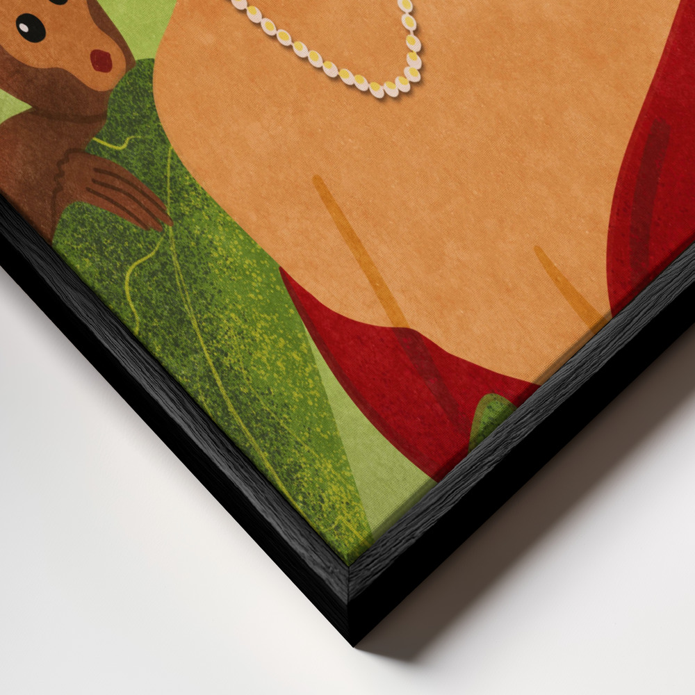 Canvas print - Frida and Monkeys frame close up - black frame