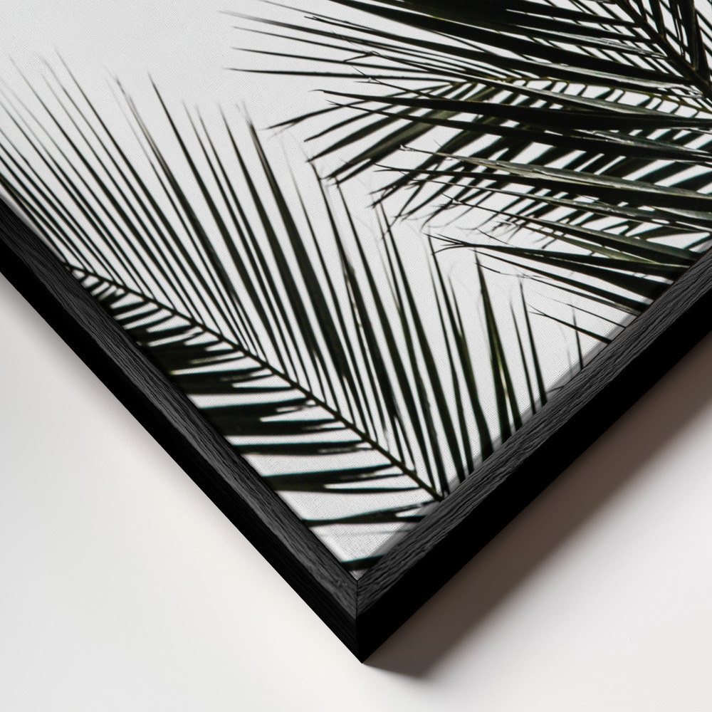 Toile - Palm Leaves 1 cadre en gros plan - cadre noir