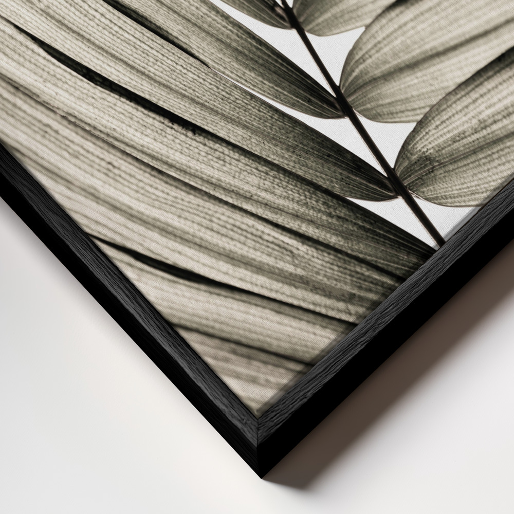 Toile - Palm Leaves 22 cadre en gros plan - cadre noir