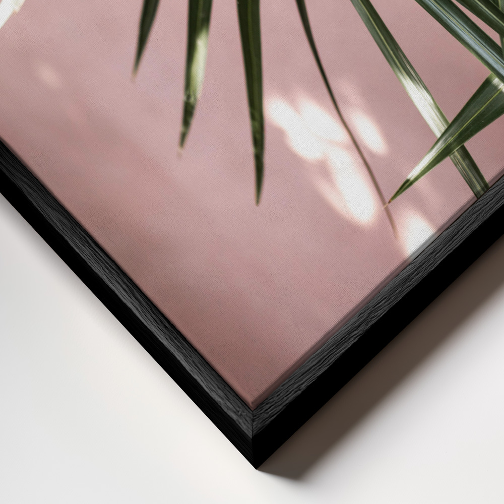 Canvas schilderi - Palm Leaves 23 frame close-up - zwart frame