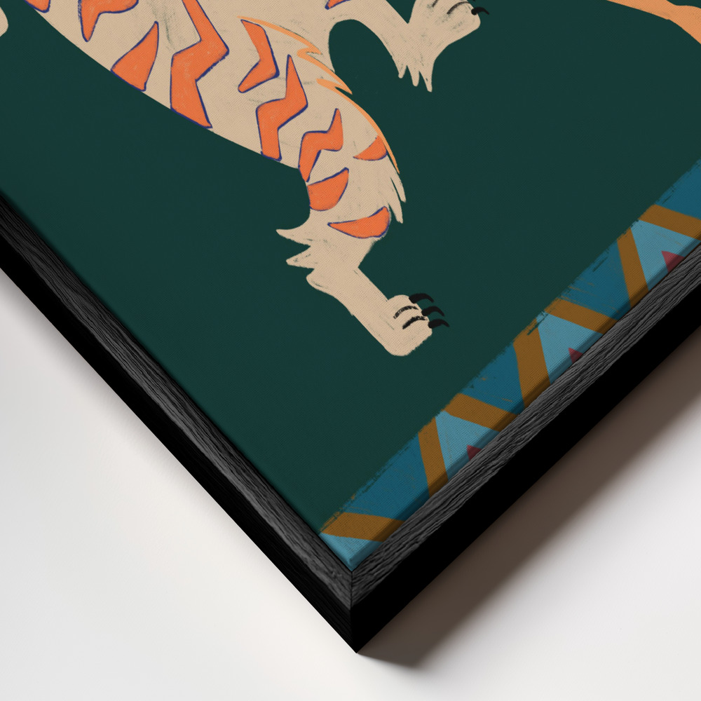 Toile - A Date With a Wild Cat cadre en gros plan - cadre noir