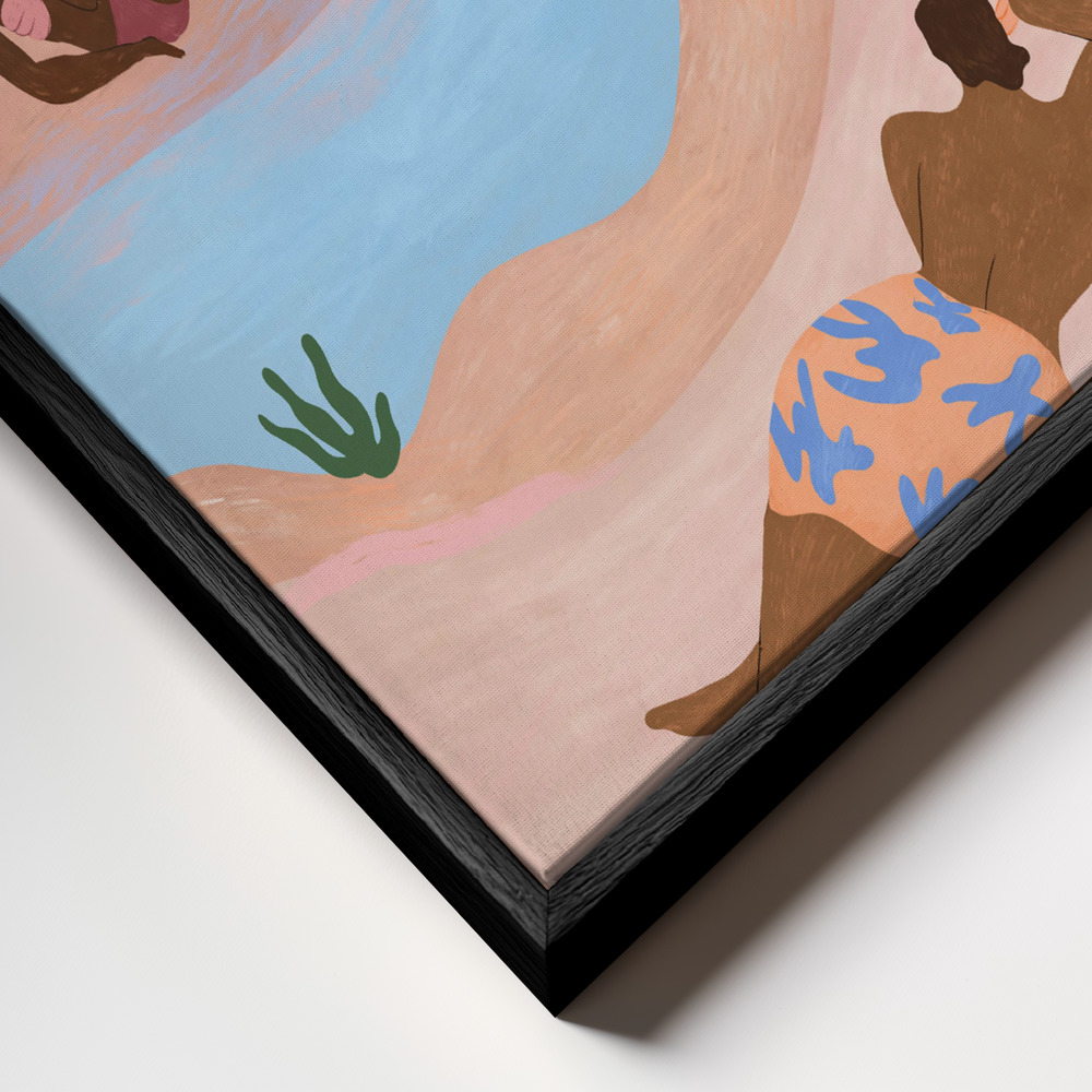 Stampe su tela - Beach Please primo piano della cornice - cornice nera