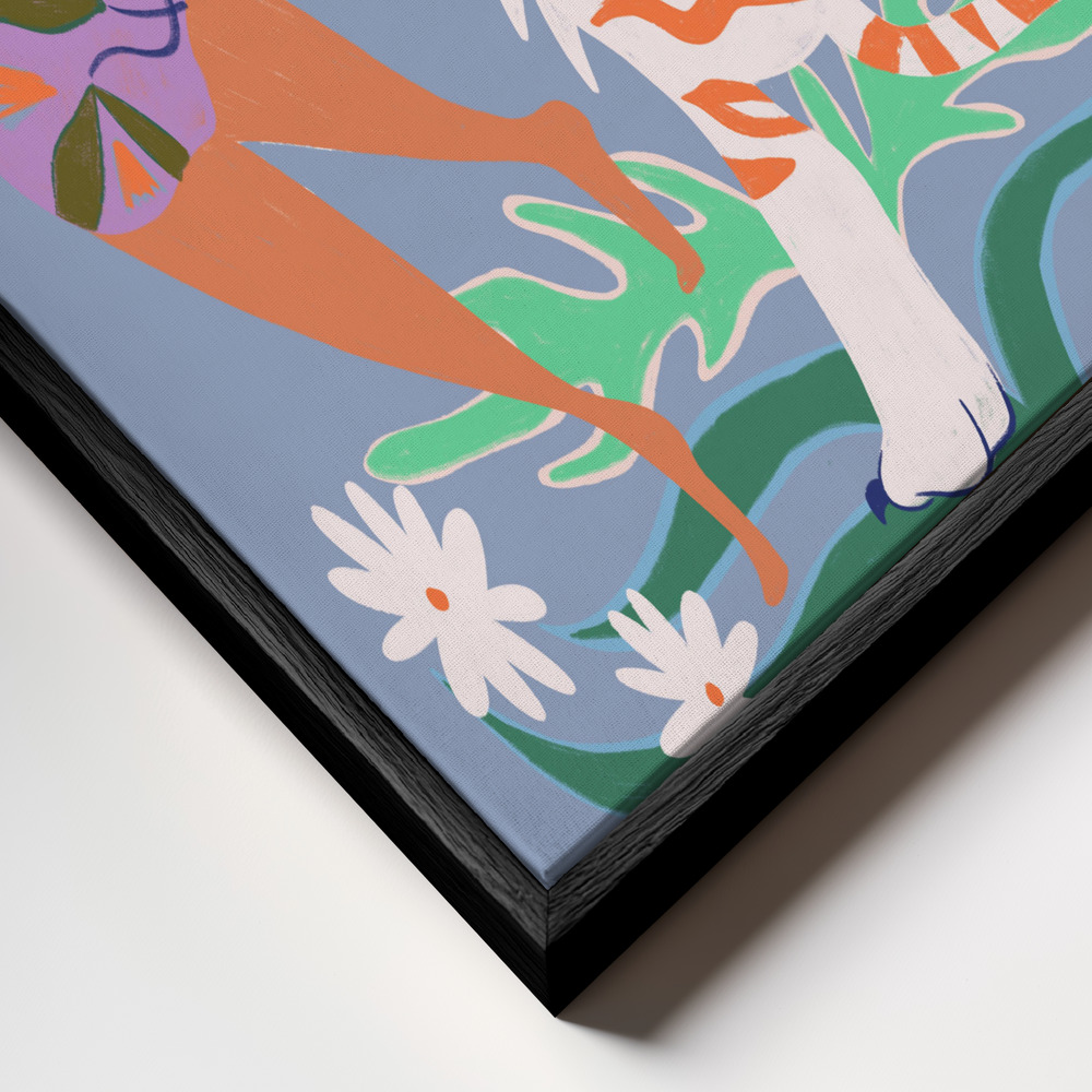 Canvas print - Hello Tiger frame close up - black frame