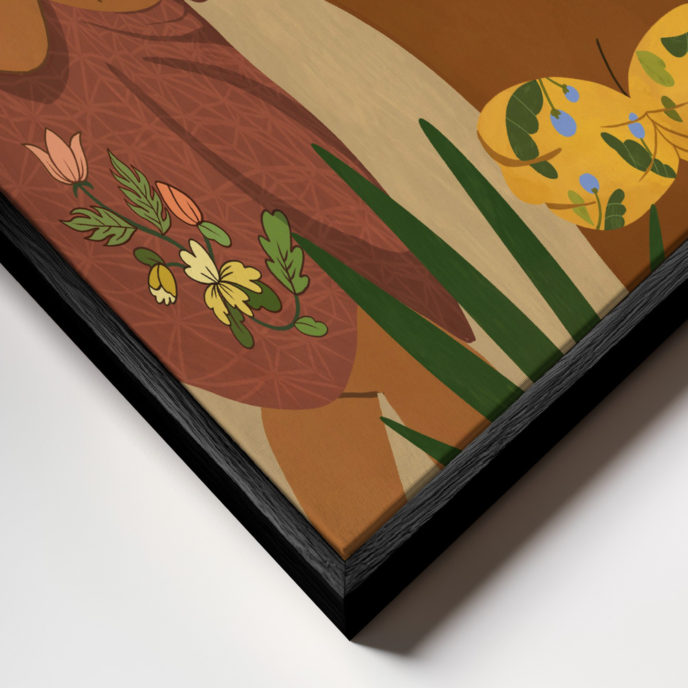 Stampe su tela - Opps Papaya primo piano della cornice - cornice nera