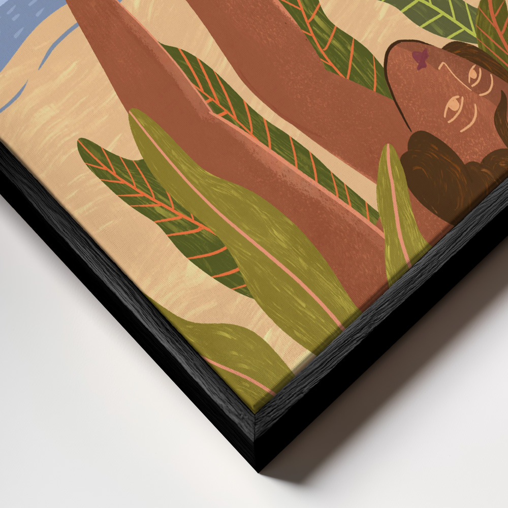 Canvas schilderi - Sun Worship frame close-up - zwart frame