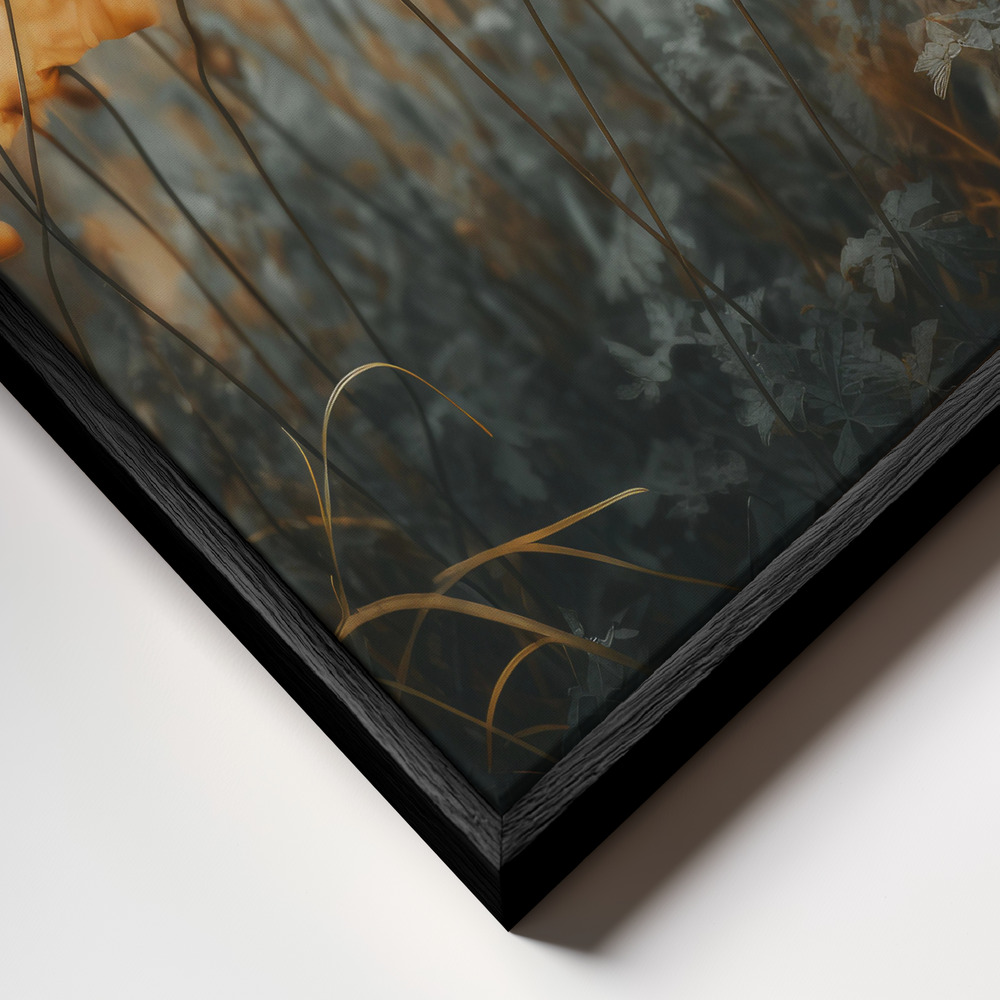 Toile - Orange Poppy cadre en gros plan - cadre noir